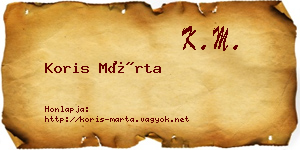 Koris Márta névjegykártya